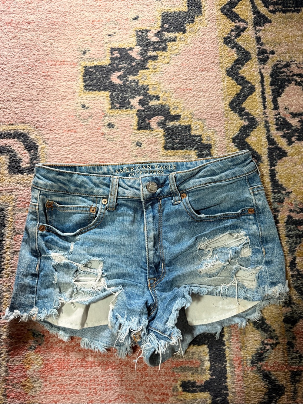 American Eagle Outfitters Blue Distressed Cutoff Denim Shorts